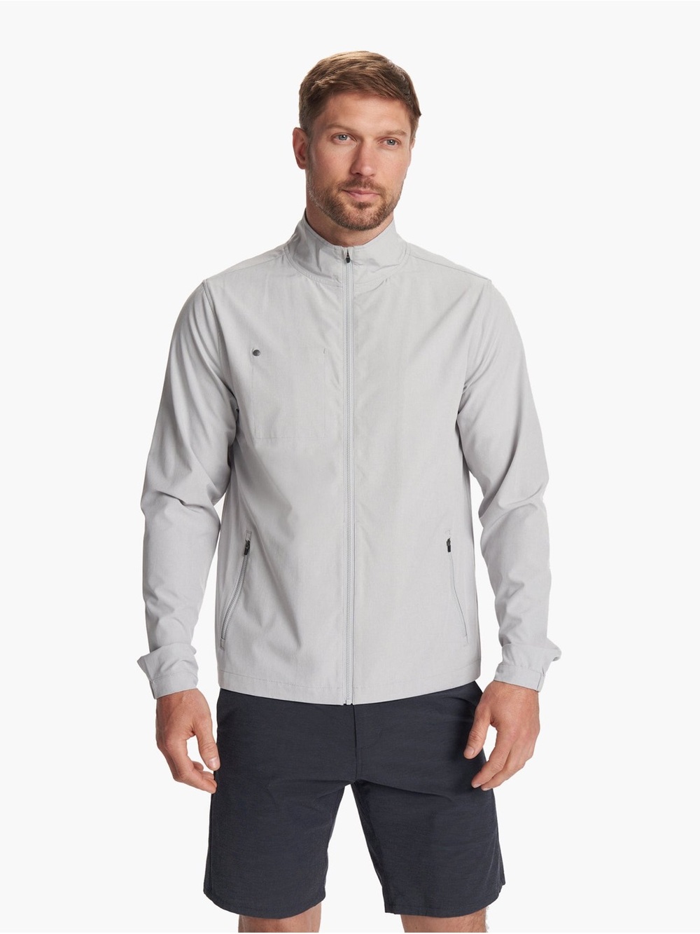 Vuori Men's Venture Track Jacket in Platinum Linen Texture
